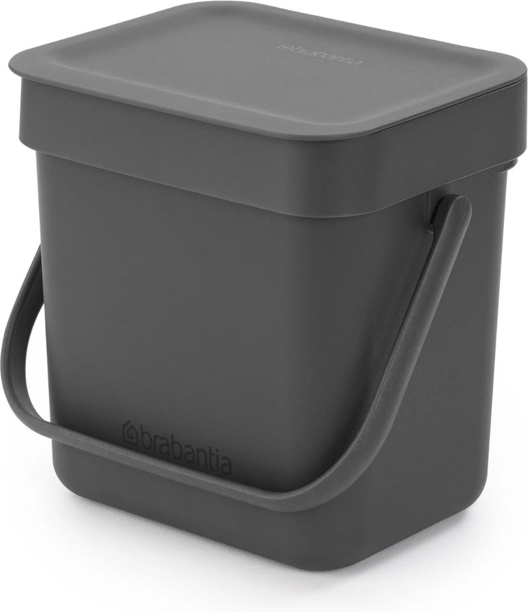 Brabantia Sort & Go Afvalbakje Aanrecht - 3 L - Dark Grey 3 Brabantia Sort & Go Afvalbakje Aanrecht - 3 L - Dark Grey