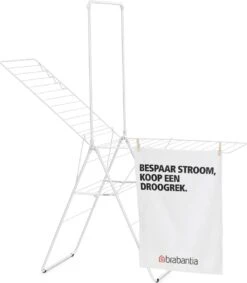 Brabantia HangOn Droogrek Inklapbaar - 25 Meter - Met Stang - White -Brabantia 1048x1200 1