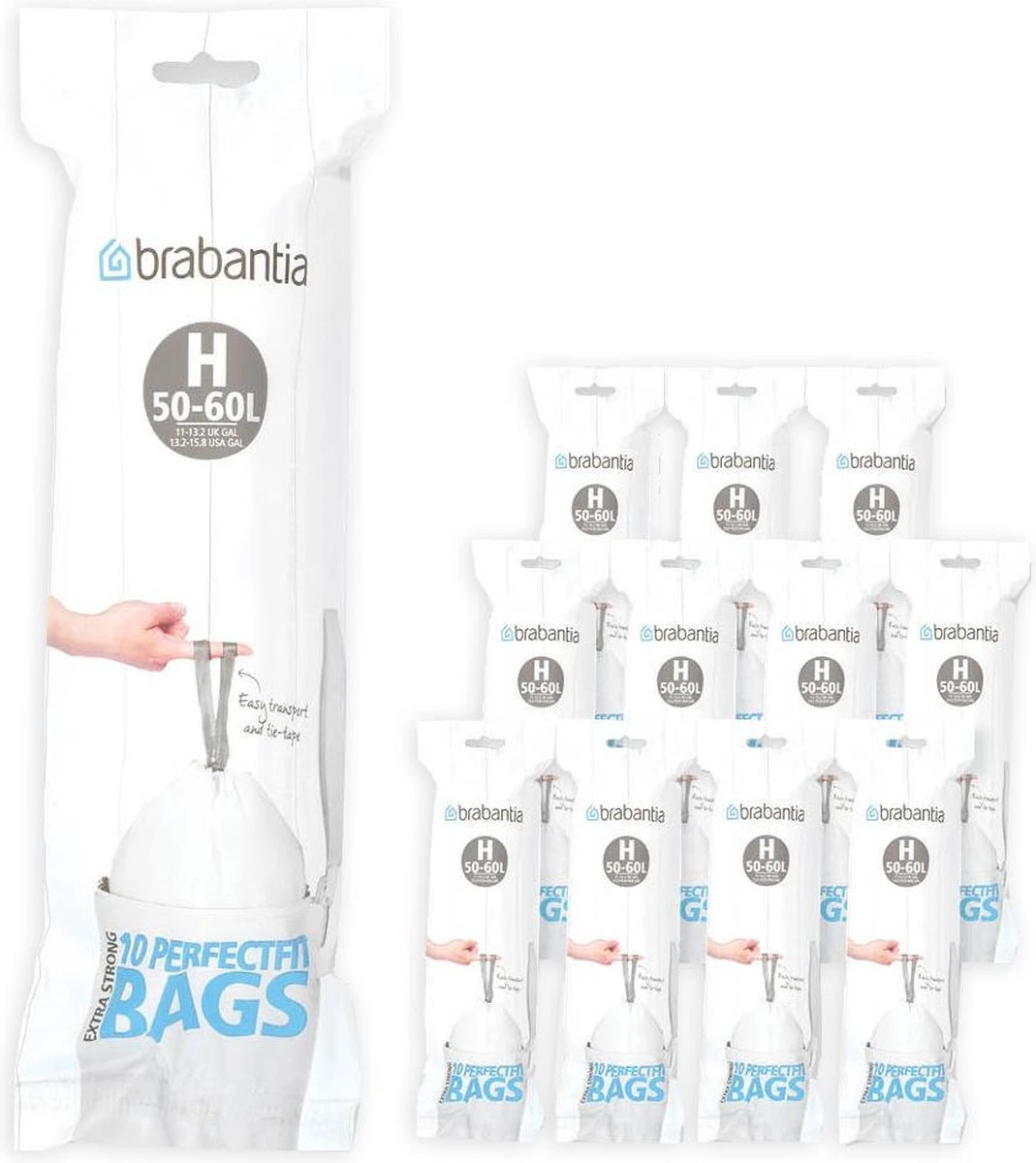 Brabantia PerfectFit Vuilniszakken - 50/60 L - Code H - 12 Rollen X 10 Stuks 3 Brabantia PerfectFit Vuilniszakken - 50/60 L - Code H - 12 Rollen X 10 Stuks