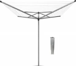 Brabantia Topspinner Droogmolen Met Metalen Grondanker - 60 M - Metallic Grey