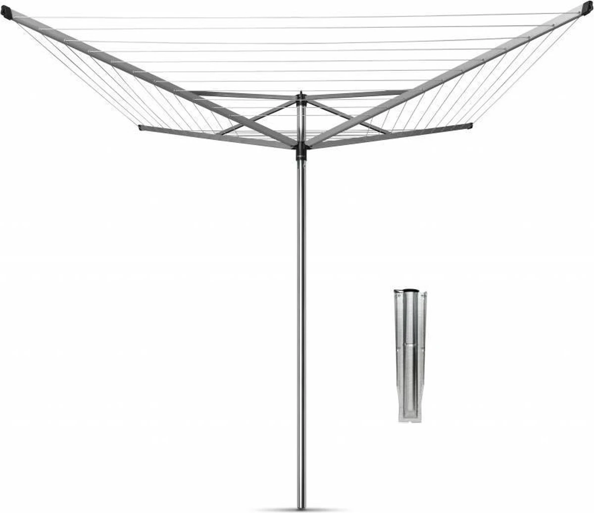 Brabantia Topspinner Droogmolen Met Metalen Grondanker - 60 M - Metallic Grey
