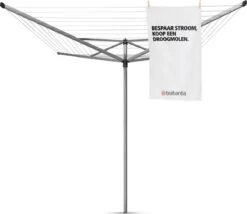 Brabantia Topspinner Droogmolen - Met Metalen Grondanker, Beschermhoes, Wasknijpertasje En Wasknijpers - 40 M - Metallic Grey -Brabantia 1200x1038 1