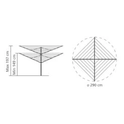 Brabantia Lift-O-Matic Advance Droogmolen Met Grondanker, Beschermhoes En Wasknijpertasje - 50 M - Metallic Grey -Brabantia 1200x1200 399