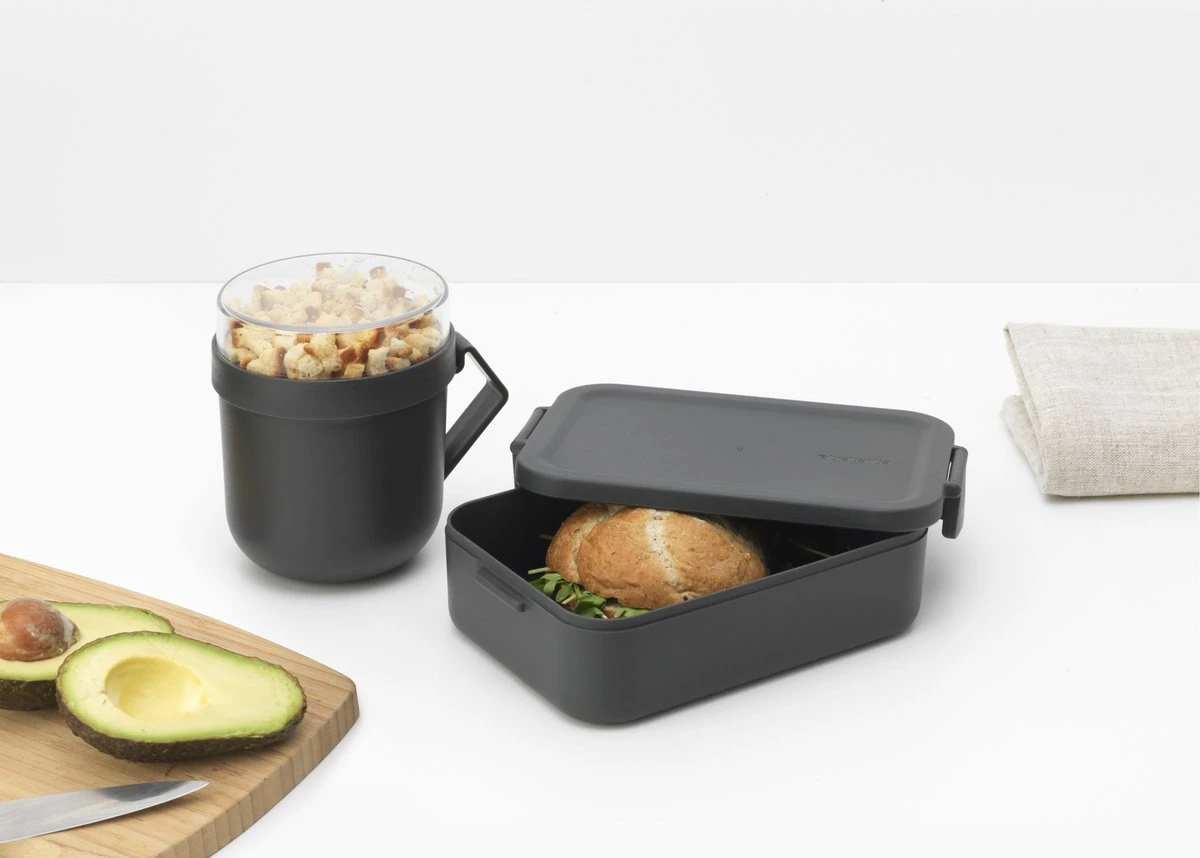 Brabantia Make & Take Lunchset - 2-delig - Kunststof - Dark Grey 4 Brabantia Make & Take Lunchset - 2-delig - Kunststof - Dark Grey - Afbeelding 2
