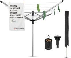 Brabantia Lift-O-Matic Advance Droogmolen Met Kunststof Betonanker, Beschermhoes En Wasknijpertasje - 60 M - Metallic Grey -Brabantia 1200x982 1