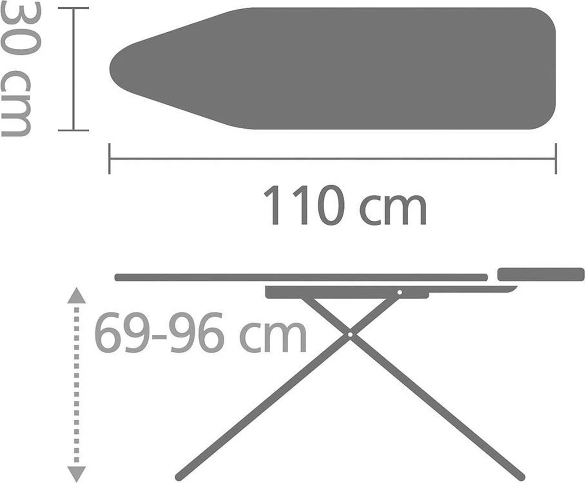 Brabantia Strijkplank A - Met Strijkijzerhouder - 110x30 Cm - Ice Water 4 Brabantia Strijkplank A - Met Strijkijzerhouder - 110x30 Cm - Ice Water - Afbeelding 2
