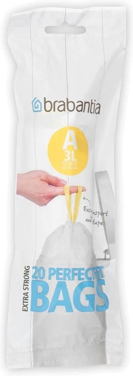 Brabantia PerfectFit Afvalzak Met Trekbandsluiting - 3 L - Code A - 20 Stuks 3 Brabantia PerfectFit Afvalzak Met Trekbandsluiting - 3 L - Code A - 20 Stuks