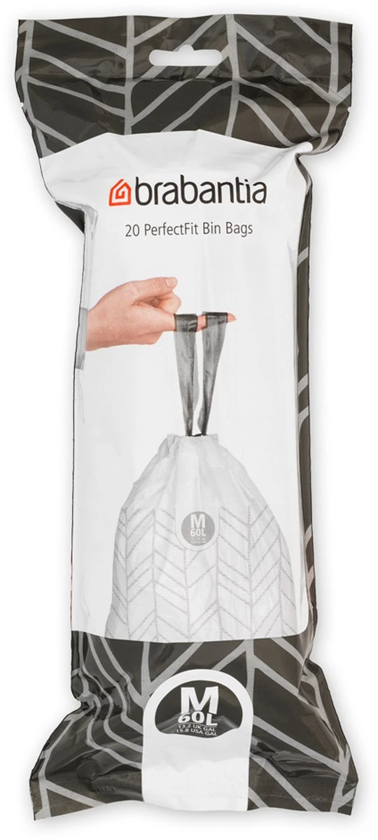 Brabantia PerfectFit 60 Liter Vuilniszakken Code M - 20 Zakken 3 Brabantia PerfectFit 60 Liter Vuilniszakken Code M - 20 Zakken