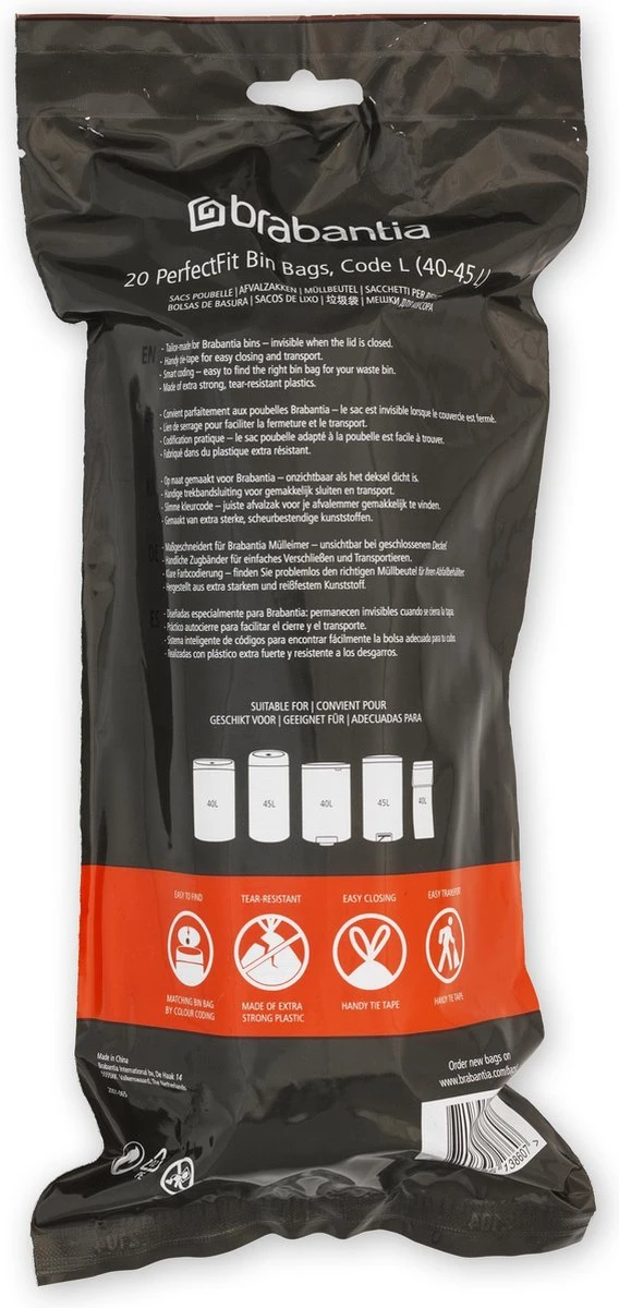 Brabantia PerfectFit Vuilniszakken - 40 - 45 L - Code L - 6 Rollen X 20 Stuks 6 Brabantia PerfectFit Vuilniszakken - 40 - 45 L - Code L - 6 Rollen X 20 Stuks - Afbeelding 4