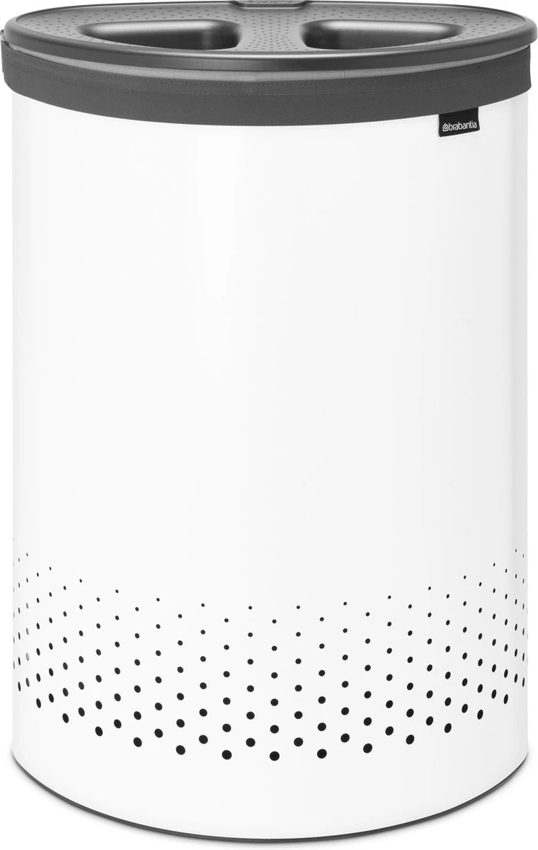 Brabantia Wasmand Met Deksel - 55 L - White / Dark Grey Kunststof Deksel 3 Brabantia Wasmand Met Deksel - 55 L - White / Dark Grey Kunststof Deksel