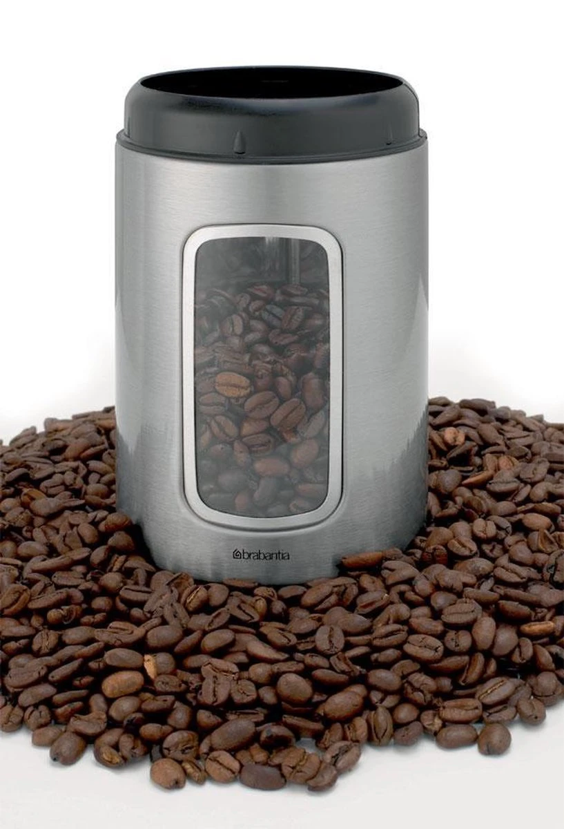 Brabantia Voorraadbus - 1,4 L - Matt Steel Fingerprint Proof / Matt Black Deksel - Met Venster 6 Brabantia Voorraadbus - 1,4 L - Matt Steel Fingerprint Proof / Matt Black Deksel - Met Venster - Afbeelding 4