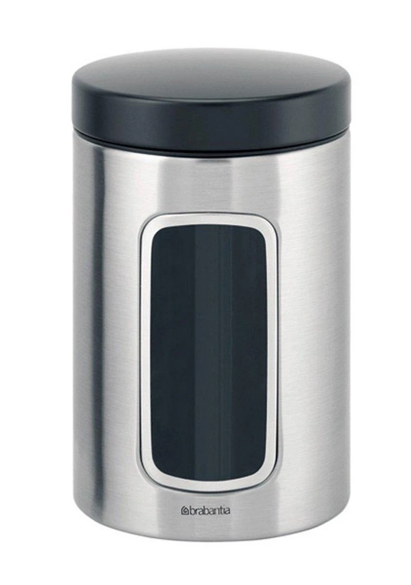 Brabantia Voorraadbus - 1,4 L - Matt Steel Fingerprint Proof / Matt Black Deksel - Met Venster 4 Brabantia Voorraadbus - 1,4 L - Matt Steel Fingerprint Proof / Matt Black Deksel - Met Venster - Afbeelding 2