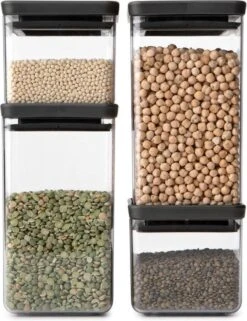 Brabantia Tasty+ Voorraadpotten - Stapelbaar - 2x 0,7 L - 2x 1,6 L - Dark Grey 15 Brabantia Tasty+ Voorraadpotten - Stapelbaar - 2x 0,7 L - 2x 1,6 L - Dark Grey -Brabantia 922x1200